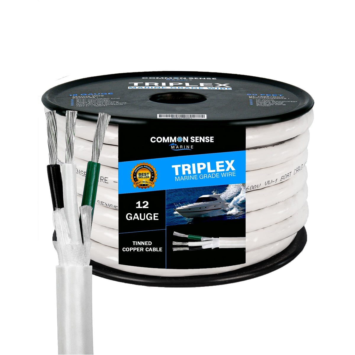 12/3 AWG Triplex AC Wire Tinned Copper | Common Sense Marine