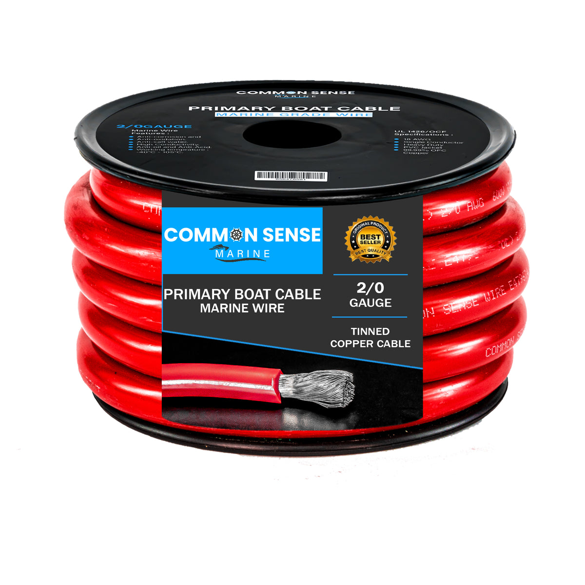 2/0 AWG Wire - Tinned Copper Primary/Battery – Common Sense Marine