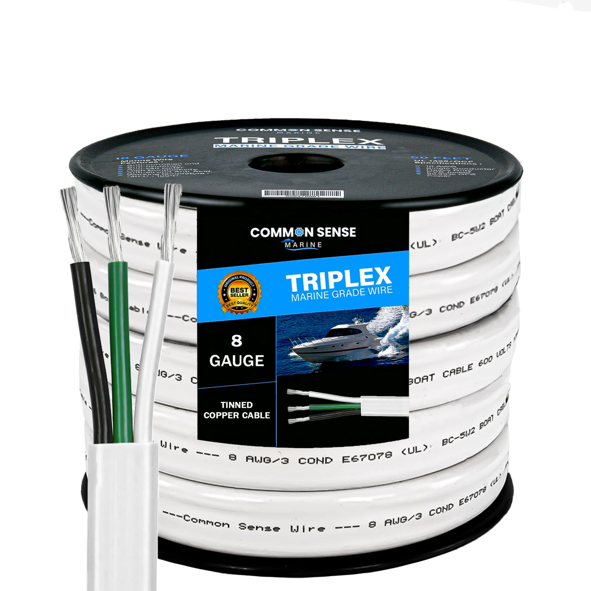 8/3 AWG Triplex AC Wire - Tinned Copper – Common Sense Marine