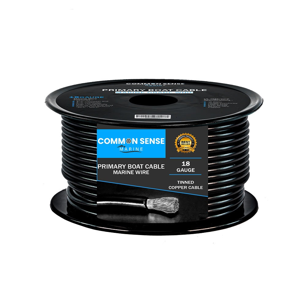 ACDC 18 Gauge Primary Wire - 100 Ft Each Red & Black, Pure Copper Stranded Marine Grade
